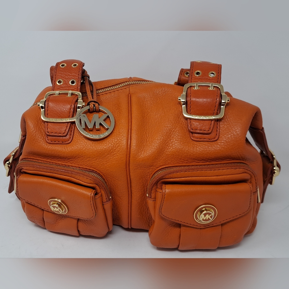Michael Kors Women's Purse Handbag Bag Burnt Orange Leather Gold Hardware - Picture 14 of 16